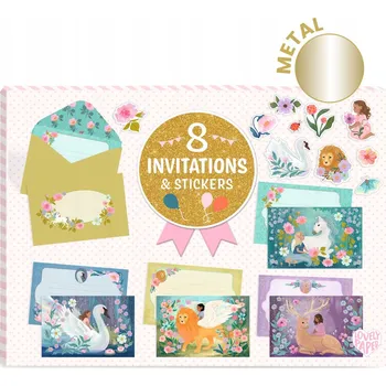 Obraz Narozeninové pozvánky s nálepkami Jednorožci 8x DIY k ozdobení Djeco