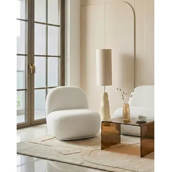 Křeslo Křeslo krémově bílá látka snadno čistitelná moderní retro design nízké opěradlo moderní minimalistický Beliani