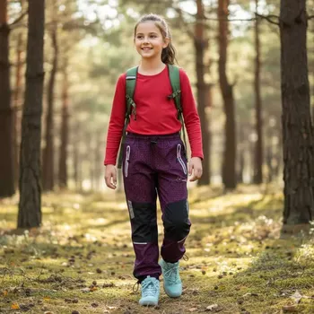 Dívčí oblečení Dívčí outdoorové kalhoty Kugo G9652 růžové