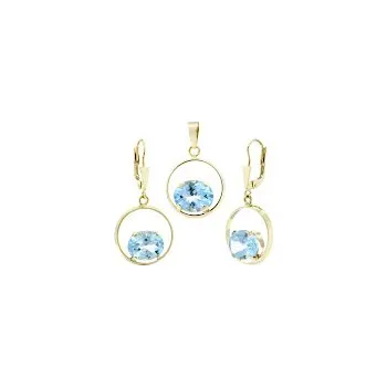 Souprava šperků Zlatá souprava Kruh s přírodním topazem - ruční práce