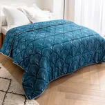 Blancheporte Bavlněná přikrývka s potiskem Palmito 400 g/m2 modrá 140x200 cm
