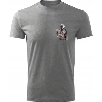 Pánské tričko Tričko Pánské tričko K51P MANDO GROGU STARWARS tmavě šedé vel 3XL