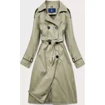 Dvouřadový kabát v khaki barvě s páskem (AG3-011) odstíny zelené S (36)