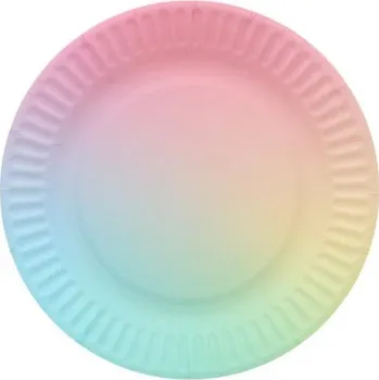 Papírové talířky Duhové 18 cm, 6 ks