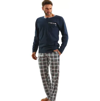 Pánská móda PÁNSKÉ PYŽAMO S DLOUHÝMI RUKÁVY Z ŽAKÁRU granát 2XL