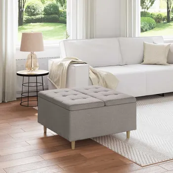 vidaXL Úložný taburet s polštářem Taupe 80 x 80 x 45 cm textil [876837]