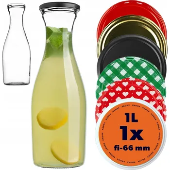 KARAFA LÁHEV NA VODU 1L 1000 ml LIMONÁDA VÍNO NÁPOJE SKLENĚNÁ S VÍKEM