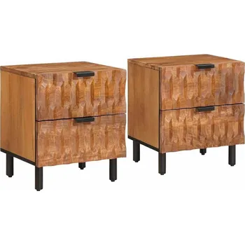 Noční stolek vidaXL Noční skříňka 2 pcs Hnědá 40 x 33 x 46 cm Masivní mangové dřevo [4017899]