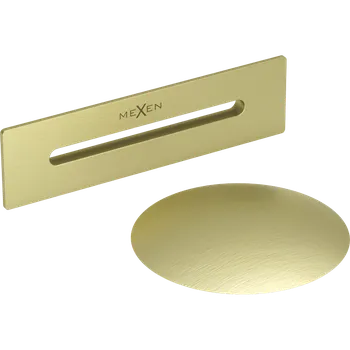 sítko a zátka do dřezu Mexen Mexen, odtoková zátka typu ClickClack a krytka pro přepad, zlatá matná, 5100-55