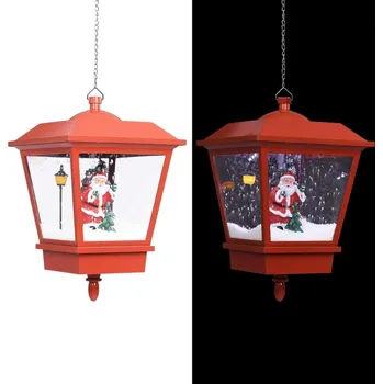 Vánoční dekorace vidaXL Vánoční závěsná lampa LED světlo a Santa červená 27x27x45 cm [289928]