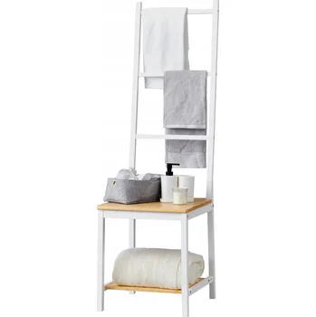 Věšák Stojací věšák se 2 policemi, 133x40x42 cm, bambus