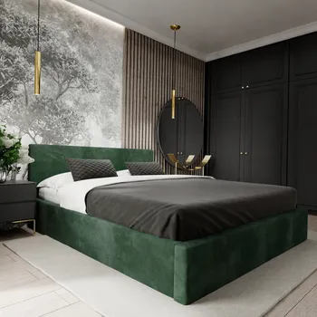 Postel ČALOUNĚNÁ POSTEL 120x200 DVOULŮŽKO S ÚLOŽNÝM PROSTOREM LAHVOVĚ ZELEŇ