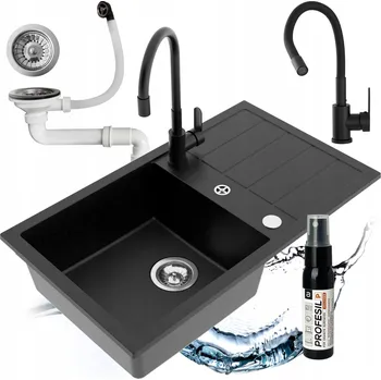 Granitový dřez Jednokomorový dřez Miló Parot granit černý