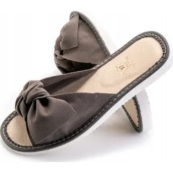 Dámské pantofle PANTOFLE KOŽENÉ PANTOFLE, SANDÁLE S MASLOU, ŠEDÉ, vel. 40