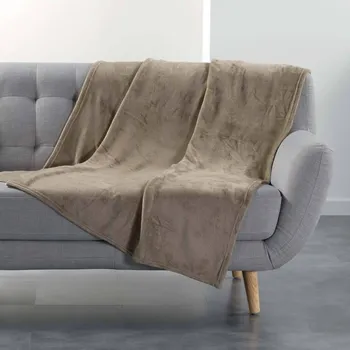 Potah na židli Blancheporte Fleecový hebký pléd z mikrovlákna hnědošedá 125x150 cm