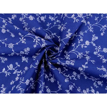 Galanterie Bavlněná látka květy, barva 3 (60) modrá safírová