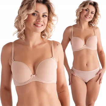 Podprsenka Hladká vyztužená podprsenka LEMAX Leila plunge béžová velikost 65G