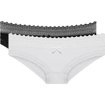 Dámské spodní prádlo Dámské bavlněné kalhotky s krajkou 2 ks DIM SEXY FASHION SLIP 2x - DIM - černá L