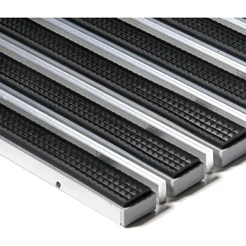 Rohožka Gumová hliníková kartáčová venkovní vstupní rohož FLOMA Alu Extra - délka 60 cm, šířka 90 cm, výška 1,7 cm - 80001375