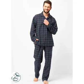 Pánské pyžamo Pánské pyžamo Key MNS 480 B25 délka/r M-2XL na zip tmavě modrá L