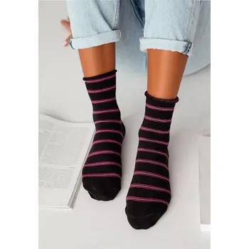 Pánské ponožky Milena 0200-162 Tenké pruhované ponožky 37-41 bílá 37-41