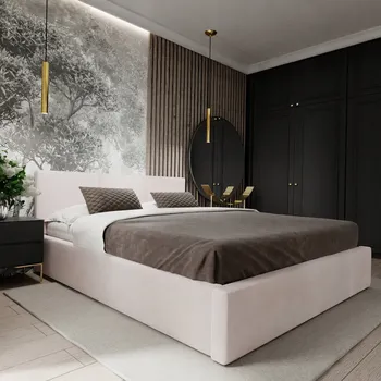 Postel Čalouněná dvoulůžková postel Muralo 120x200 krémová