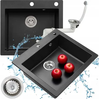 Granitový dřez Jednokomorový granitový dřez Moderno Annie černý