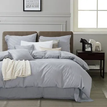 Povlečení Sada povlečení damašek bavlněný satén 160x200 světle šedá