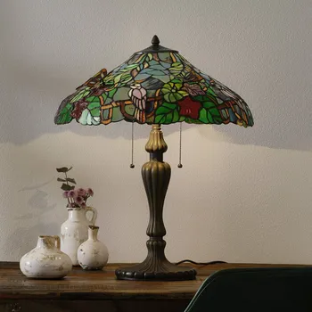 Lampička Clayre&Eef Mistrná stolní lampa Australia, Tiffany styl multicolour, starožitná mosaz 2 x 60 W - Doprava zdarma