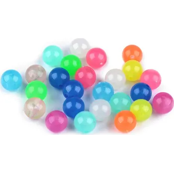 Dětské navlékací korálky Plastové korálky svítící ve tmě Ø12 mm, velké, mix