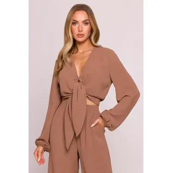 M861 Krátký top s vázáním - čokoládový EU L