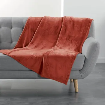 Potah na židli Blancheporte Fleecový hebký pléd z mikrovlákna terakota 125x150 cm