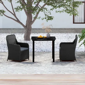 Zahradní sestava zahrada-XL 3dílný zahradní jídelní set s poduškami černý 3099529