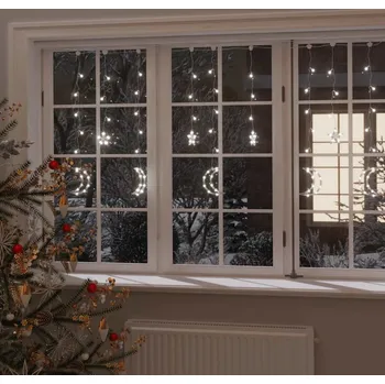 Vánoční dekorace vidaXL Pohádková světla hvězda a měsíc ovladač 138 LED [328795] Barva: Studená bílá