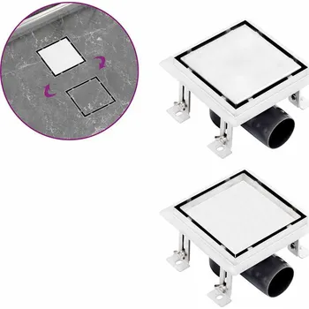 Odvodňovací žlab vidaXL Sprchový odtok 2v1 vpusť do podlahy a do dlažby 15x15 cm nerez