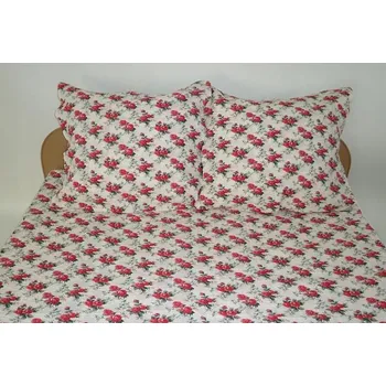 Povlečení Krepové povlečení 160x220 Drobné růžičky červené knoflíky 100% bavlna