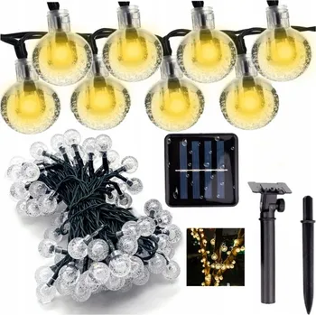 Venkovní osvětlení Světelný řetěz SOLÁRNÍ LAMPY KOULE 50LED 10M 1000 cm solární bezbarvý