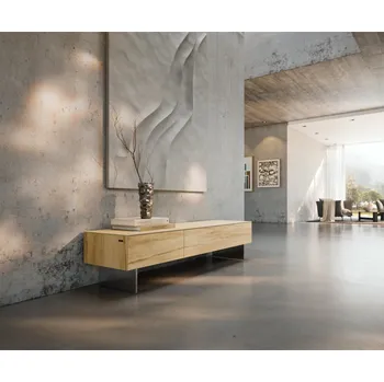 Televizní stolek TV stolek Cuor 150 cm keramika Laminam® Sabbia dubová 1 výklopná