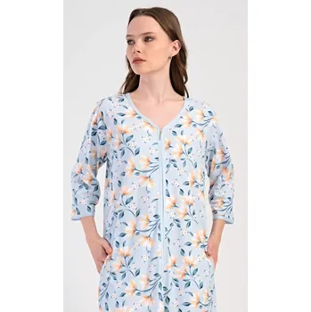 Dámské šaty Dámské domácí šaty s tříčtvrtečním rukávem Karolína světle modrá 2XL