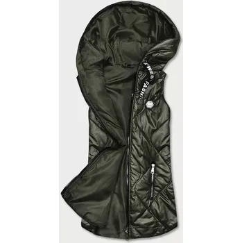 Dámská vesta Dámská vesta v khaki barvě s kapucí (B0129-11) odstíny zelené M (38)