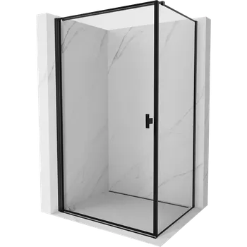 Mexen Mist-B, 1-křídlý ​​výklopný sprchový kout, levý, 70 x 80 cm, čiré sklo-černý rám, 8A2T-070-080-70-70-L