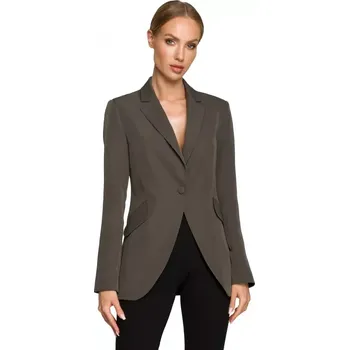 Dámské sako M701 Sako s jedním knoflíkem a asymetrickými kapsami - khaki barva EU L