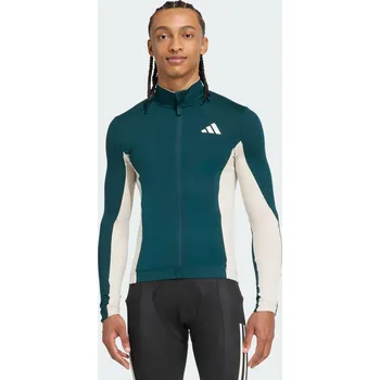 ADIDAS Cyklistický dres Tempo 3-Stripes Longsleeve XS ZELENÁ|ŠEDÁ