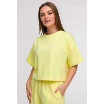 Dámské oblečení B294 Oříznutá mikina s krátkým rukávem - citronová EU L/XL