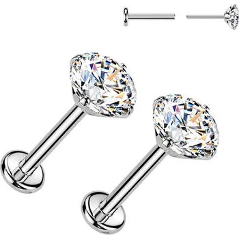 Náušnice NUBIS® Titanové náušnice PUSH-IN s moissanity 4mm (2 x 0.25ct) - TM031-04