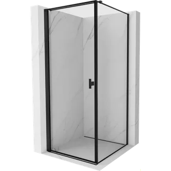 Mexen Mist-B, 1-křídlý ​​výklopný sprchový kout levý 80 x 80 cm, čiré sklo-černý rám, 8A2T-080-080-70-70-L