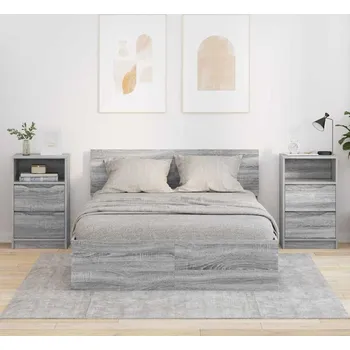 Noční stolek vidaXL Noční stolky se zásuvkou 2 pcs Šedá Sonoma 40 x 30 x 467 cm [888920]