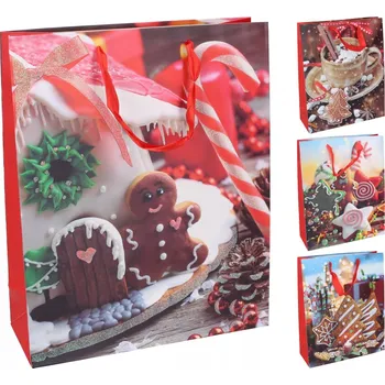 Dárková taška Vánoční dárková taška M (26x32x10 cm) - 4 kusy pro vánoční balení