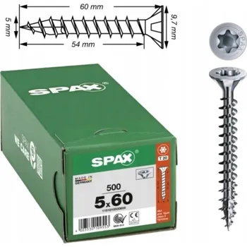Vrut SPAX vruty 5x60mm T-STAR zápustná hlava, plný závit, pozink