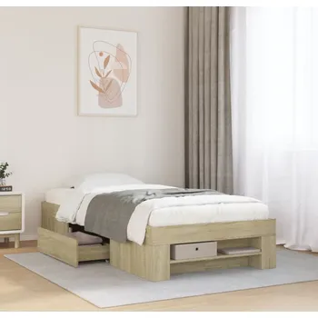 Postel vidaXL Rám postele bez matrace 90 x 190 cm kompozitní dřevo [3295523] Barva: dub sonoma